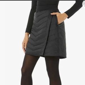 Aventure - Quilted Down Snap Faux Wrap Fleece Lined Mini Skirt